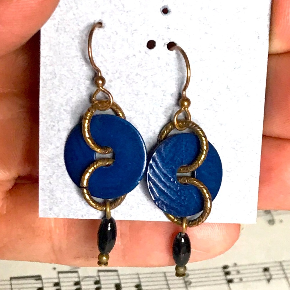 ☀️WEEKEND SALE☀️ ☀️Handmade blue and gold earrings